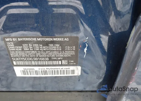 2020 BMW X3 xDrive30I from USA, damaged, VIN 5UXTY5C0XL9B16838